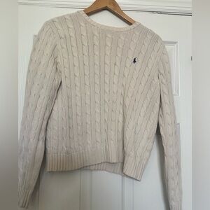 Polo Ralph Lauren Women's Classic Cable-knit Cotton Crewneck Sweater Sz L